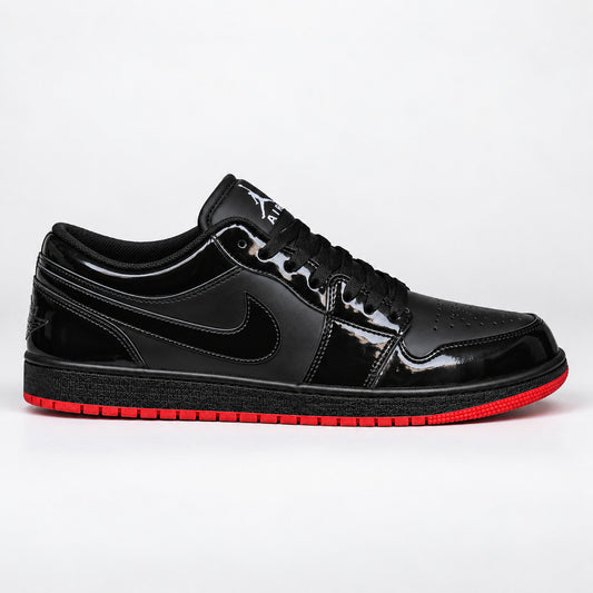 J1 Low Black Patent (Red Sole)