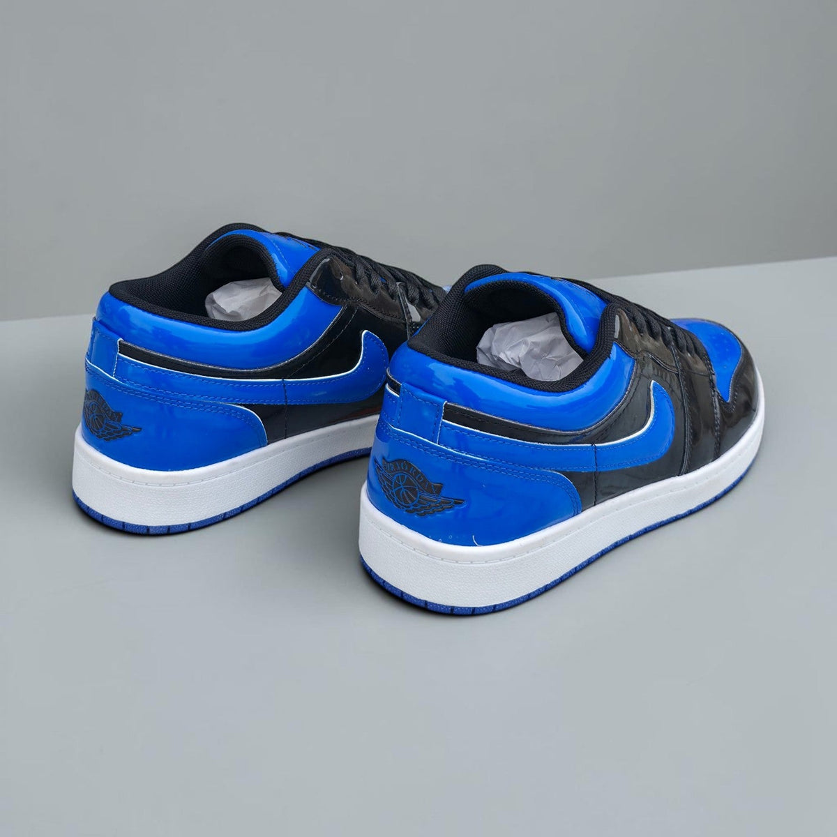 J1 Low Patent Varsity Royal Blue Black